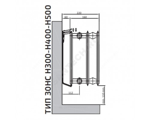 Радиатор панель HC 30 400х1800 3014Вт бок/п RAL9016 Heaton Plus
