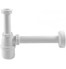 108694 Сифон для раковины (пластик) с пристенной розеткой D=50 мм, 1 1/4 x 32, белый (подходит для смесителя с дон. клапаном) 108694