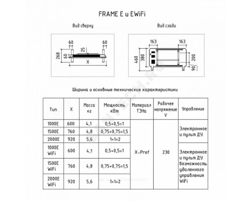 Конв электрич Frame E wi-fi 1500E в/к ножки эл/терм THERMEX ЭдЭБ01631