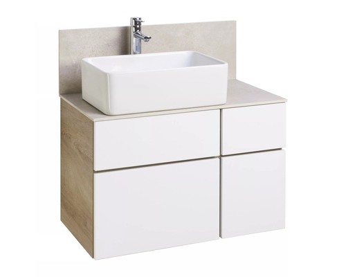 1A2441K3MIX40 Набор: 1A244101MIX40 Тумба-умывальник Мишель 100 Дуб Эндгрейн/ 732700B000 Раковина Мила/ 1A253303MIX40 керам 1A2441K3MIX40