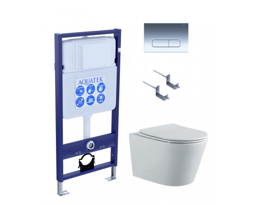 SET AQUATEK ВЕГА-1905-016 (рама AQUATEK Standard INS-0000012 с клавишей KDI-0000016 и крепежом KKI-0000002+унитаз ВЕГА AQ1905-00 с тонким сиденьем sc SET AQUATEK ВЕГА-1905-016