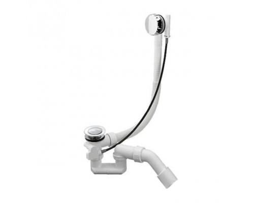 Слив-перелив п/автомат для ванны с внешним кабелем L=700мм регулируем.сифоном, вентиль и клапан латунь, с гофротрубой, хром ST-0000010