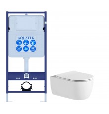 Set AQUATEK ЕВРОПА (рама AQUATEK Standard INS-0000012+звукоизоляционная прокладка+унитаз ЕВРОПА AQ1106L-00+тонкое сиденье с механиз Set AQUATEK ЕВРОПА New