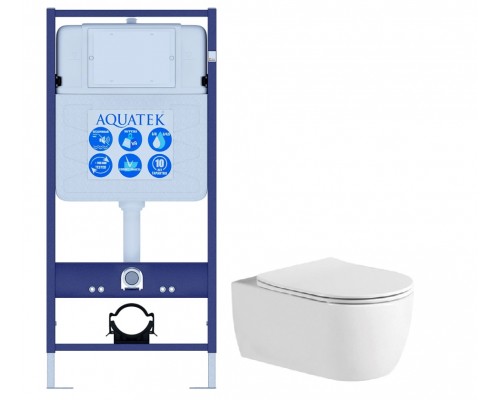 Set AQUATEK ЕВРОПА (рама AQUATEK Standard INS-0000012+звукоизоляционная прокладка+унитаз ЕВРОПА AQ1106L-00+тонкое сиденье с механиз Set AQUATEK ЕВРОПА New