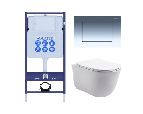 Set AQUATEK КЛАССИК (рама AQUATEK Standard INS-0000012 с звукоиз.прокладкой+крепеж KKI-0000002+кнопкаKDI-0000010+унитаз КЛАССИК AQ1111-00 с крышкой SET AQUATEK КЛАССИК-010 4в1