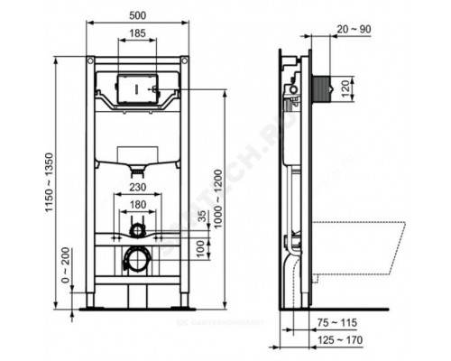 Инсталляция д/унит PROSYS FRAME 120M кнопка OLEAS M3 хром механ Ideal Standard R0308AA