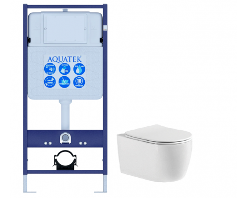 Set AQUATEK ЕВРОПА (рама AQUATEK Standard INS-0000012+звукоизоляционная прокладка+унитаз ЕВРОПА AQ1106-00+тонкое сиденье с механизмом плавного закрыва Set AQUATEK ЕВРОПА New cm