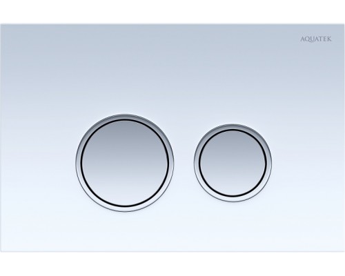KDI-0000028 (006E1) Панель смыва Белая,закаленное стекло (клавиша круглая,ободок хром) KDI-0000028