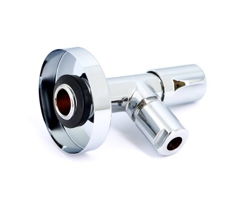 Вентиль Н-обжим Uni-Fitt 1/2" х 10 мм (3/8") LUX, для подключения бачков / смесителей, хромированный, рукоятка металл