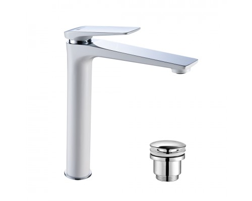 LM5909CWALLEGROСмеситель для умывальника высокий, монолитный, хром/белый LM5909CW