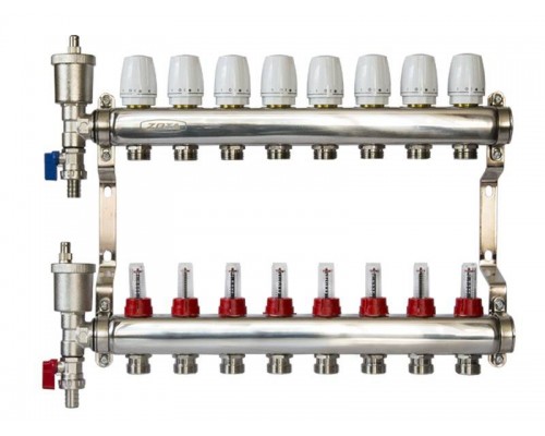 Коллектор ZOTA нержавеющий, с расходомерами 6 выходов