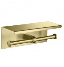 AQ4909BG ОБЕРОН бумагодержатель двойной с полкой, шлиф. золото AQ4909BG