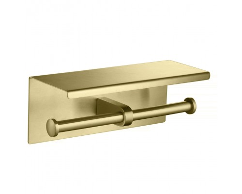 AQ4909BG ОБЕРОН бумагодержатель двойной с полкой, шлиф. золото AQ4909BG