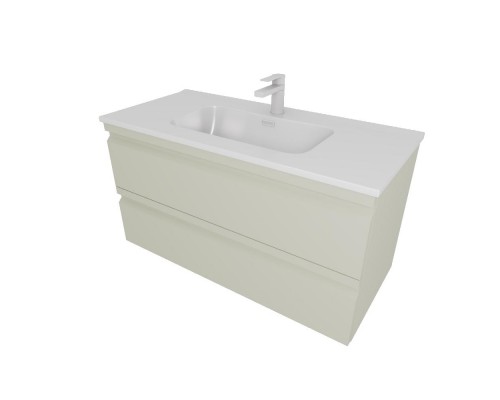 AQ77100-GS Комплект мебели: Тумба 100см ВЕГА с раковиной AQ4100-00, 2 ящика, цвет шалфей зеленый AQ77100-GS