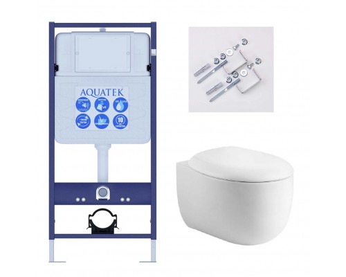 Set AQUATEK АЛЬТАИР (рама AQUATEK Standard INS-0000012 с звукоиз.прокладкой+крепеж KKI-0000002+кнопкаKDI-0000011+унитаз АЛЬТАИР AQ1980-00 с крышкой SET AQUATEK АЛЬТАИР cm-011 4в1