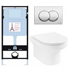 E21743RU-CP Унитаз c инсталляцией Elite, сиденье тонкое микролифт, панель для двойного смыва, хром (E36495-NF+E36496-CP+EDX114RU) E21743RU-CP
