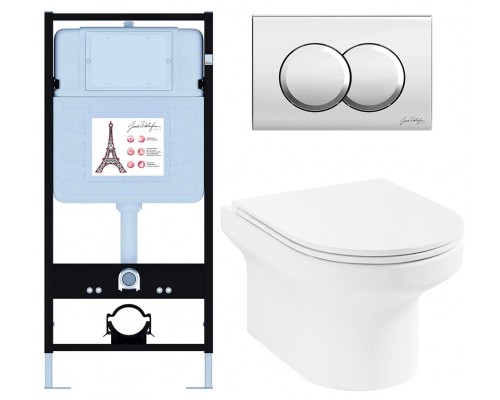 E21743RU-CP Унитаз c инсталляцией Elite, сиденье тонкое микролифт, панель для двойного смыва, хром (E36495-NF+E36496-CP+EDX114RU) E21743RU-CP