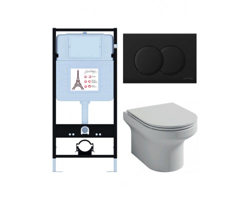 E21743RU-BL Унитаз c инсталляцией Elite, сиденье тонкое микролифт, панель для двойного смыва, матовый черный (E36495-NF+E36496-BL+EDX114RU) E21743RU-BL