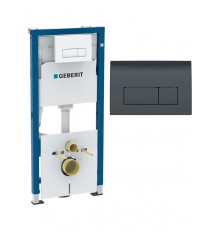 458.128.DW.1 Инсталляция Geberit Duofix для подвесного унитаза, 112 см, со смывным бачком Delta 12 см, смывная клавиша Delta50 черный глянцевый 458.128.DW.1