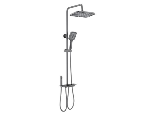 AQ3040BGM ПОЛАРИС душевая система (смеситель для ванны) 295х195 мм, оружейная сталь (шлиф. черный хром) AQ3040BGM