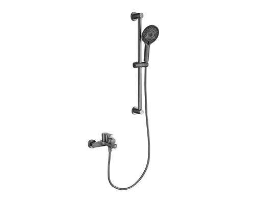 AQ1748BGM ЛУГАНО смеситель для ванны с душевым гарнитуром 3jet, оружейная сталь (шлиф. черный хром) AQ1748BGM