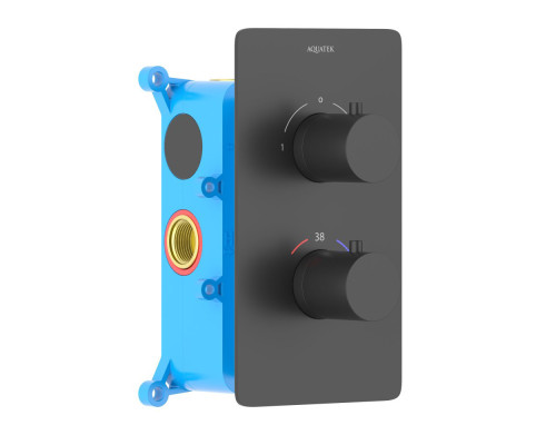 Смеситель термостатический для ванны Aquanet Европа 2 режима комплект со скрытой частью матовый черный AQ1392MB