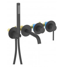 AQ1344MB ЕВРОПА смеситель для ванны встроенный (внешняя и скрытая часть), матовый черный AQ1344MB