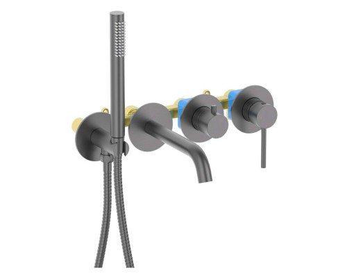 AQ1344BGM ЕВРОПА смеситель для ванны встроенный (внешняя и скрытая часть), оружейная сталь AQ1344BGM