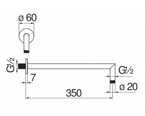 AD138/44WM держатель верхнего душа, 35 см, матовый белый AD138/44WM