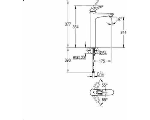 23570003 Eurostyle new Смеситель для раковины, свободностоящий, хром 23570003