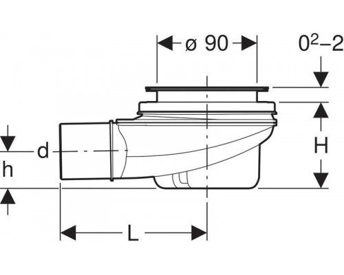 150.550.00.1 Сифон для душевых поддонов d90, высота гидрозатвора 50 мм, крышка 150.265.21.1 (Аналог 243.775.21.1 и 150.670.00.1) 150.550.00.1