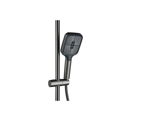 AQ3040BGM ПОЛАРИС душевая система (смеситель для ванны) 295х195 мм, оружейная сталь (шлиф. черный хром) AQ3040BGM