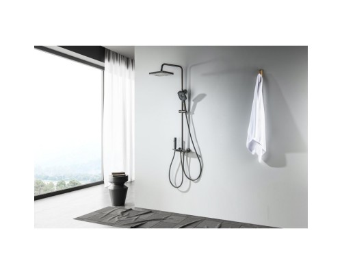 AQ3040BGM ПОЛАРИС душевая система (смеситель для ванны) 295х195 мм, оружейная сталь (шлиф. черный хром) AQ3040BGM
