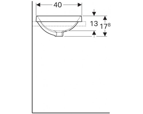 500.736.01.2 Geberit VariForm Раковина встраиваемая в столешницу прямоугольной формы, 55х40 см, без отв. под смеситель, с отв. перелива 500.736.01.2