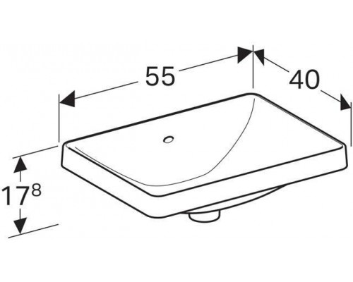 500.736.01.2 Geberit VariForm Раковина встраиваемая в столешницу прямоугольной формы, 55х40 см, без отв. под смеситель, с отв. перелива 500.736.01.2