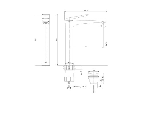 LM5909CWALLEGROСмеситель для умывальника высокий, монолитный, хром/белый LM5909CW