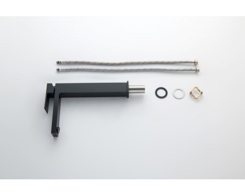 AQ1604MB ЛИБРА смеситель для раковины высокий 257, без донного клапана, матовый черный AQ1604MB