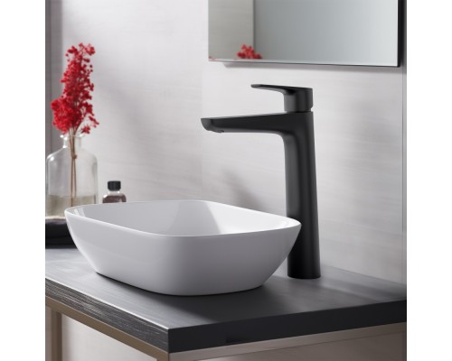 AQ1104MB БЕТТА смеситель для раковины высокий 230, без донного клапана, матовый черный AQ1104MB