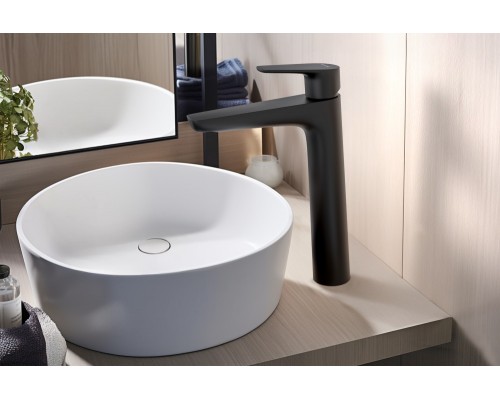 AQ1104MB БЕТТА смеситель для раковины высокий 230, без донного клапана, матовый черный AQ1104MB