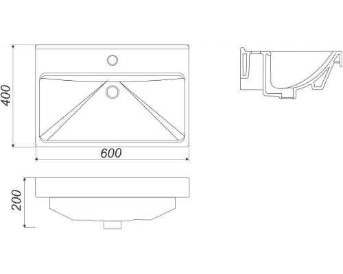 FEST 60 Умывальник (WB.FN/Fest/60-C/WHT.G/S1) WB.FN/Fest/60-C/WHT.G/S1