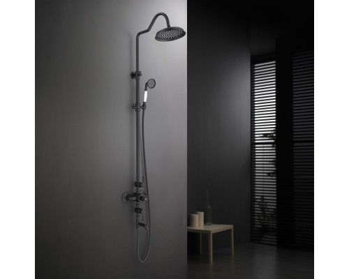 AQ2543MB КЛАССИК термостатическая душевая система с изливом 220мм, матовый черный AQ2543MB