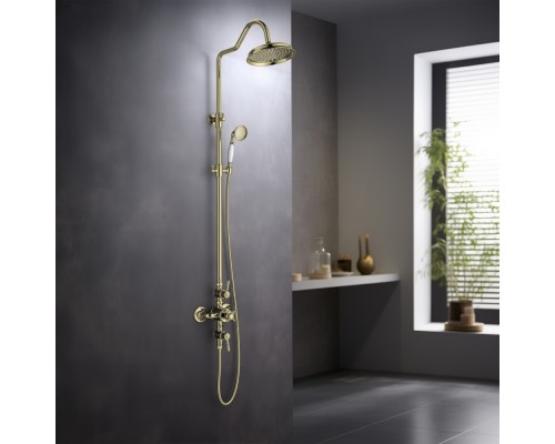 AQ2563PG КЛАССИК термостатическая душевая система (смеситель для душа) 220мм, полир. золото AQ2563PG