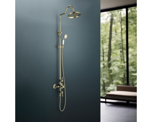 AQ2563PG КЛАССИК термостатическая душевая система (смеситель для душа) 220мм, полир. золото AQ2563PG