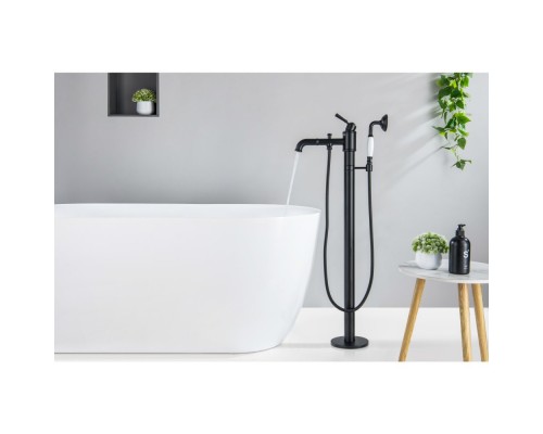 AQ1545MB КЛАССИК смеситель для ванны напольный (внешняя и скрытая часть), матовый черный AQ1545MB