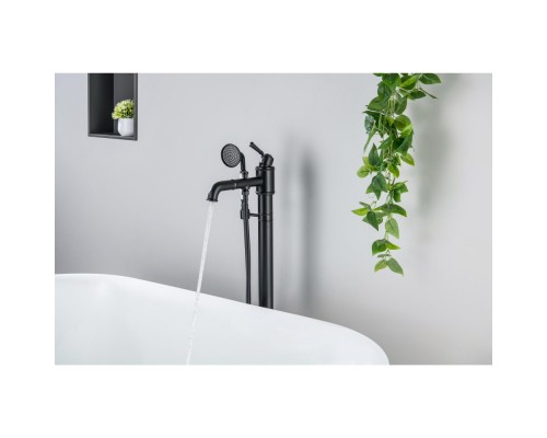 AQ1545MB КЛАССИК смеситель для ванны напольный (внешняя и скрытая часть), матовый черный AQ1545MB