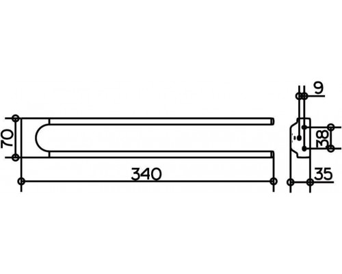 12719010000 COLLECTION MOLL Полотенцедержатель двойной, неповоротный, вылет 340 мм, хром 12719010000