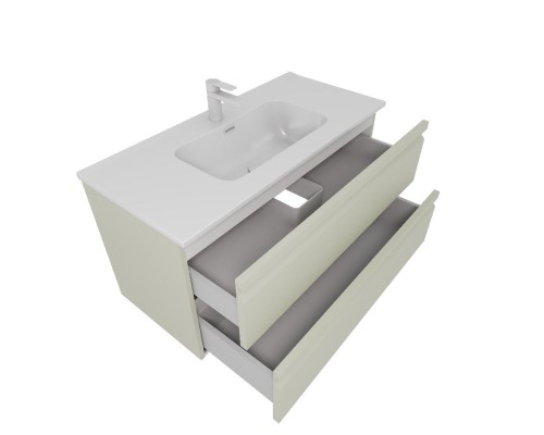 AQ77100-GS Комплект мебели: Тумба 100см ВЕГА с раковиной AQ4100-00, 2 ящика, цвет шалфей зеленый AQ77100-GS