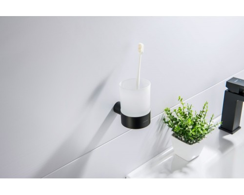 AQ4404MB ЛИРА стакан с держателем, матовый черный AQ4404MB