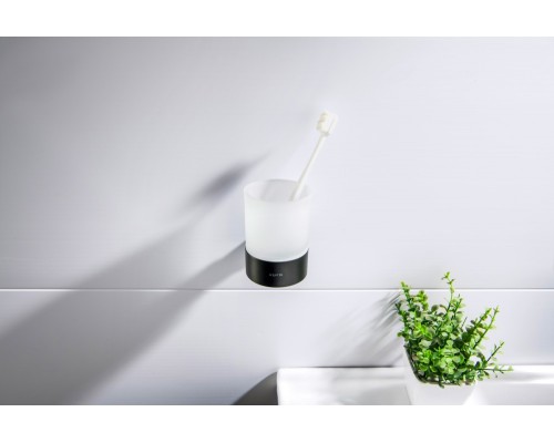 AQ4404MB ЛИРА стакан с держателем, матовый черный AQ4404MB