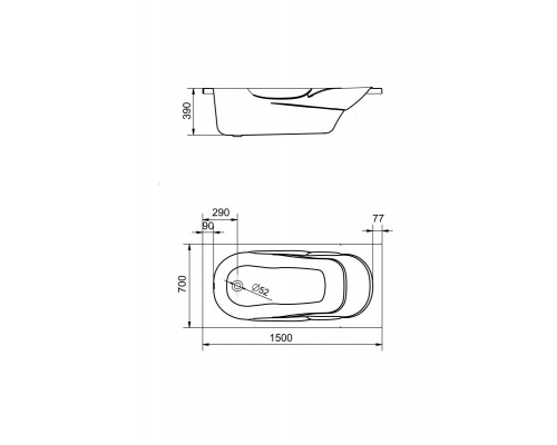 1.WH50.1.530 КАСАБЛАНКА М Ванна акриловая прямоугольная 150х70 бел 1.WH50.1.530